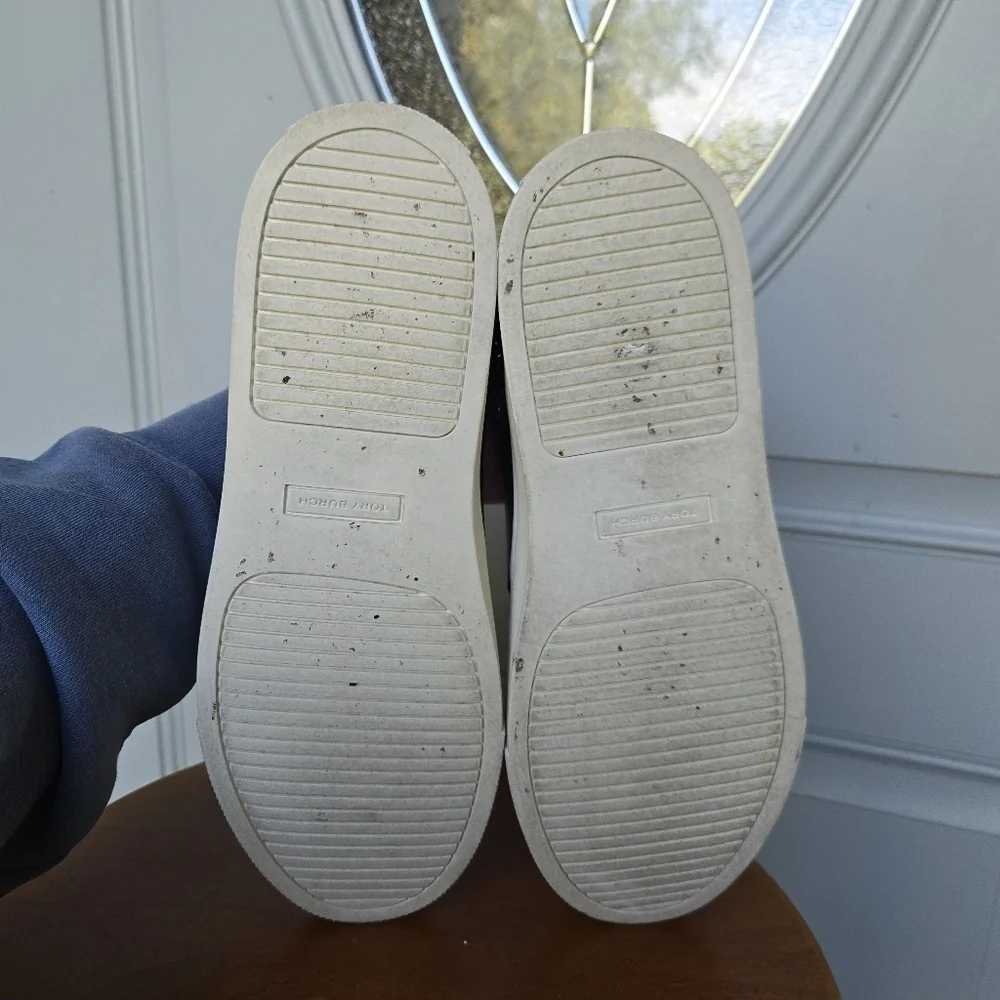 Tory Burch Carter Glitter Lace-Up Sneakers Leather